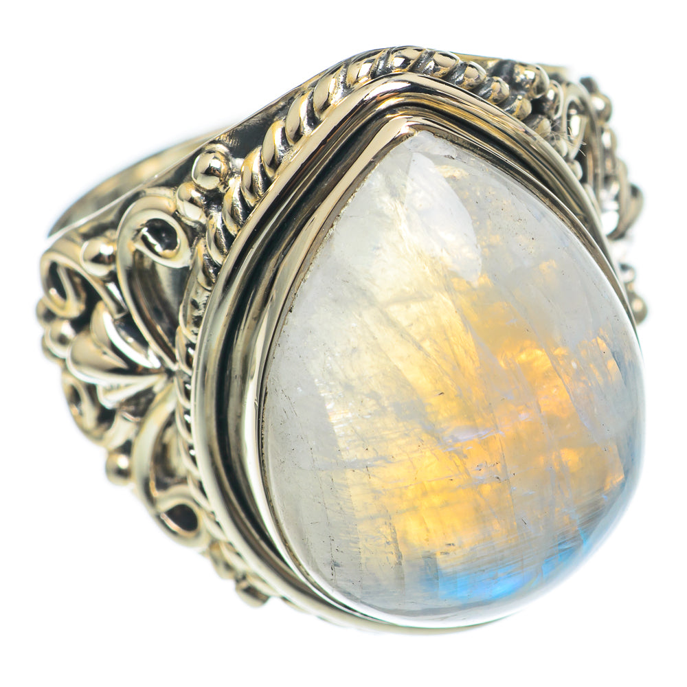 Rainbow Moonstone Rings handcrafted by Ana Silver Co - RING69631