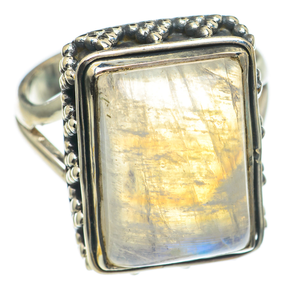 Rainbow Moonstone Rings handcrafted by Ana Silver Co - RING69634
