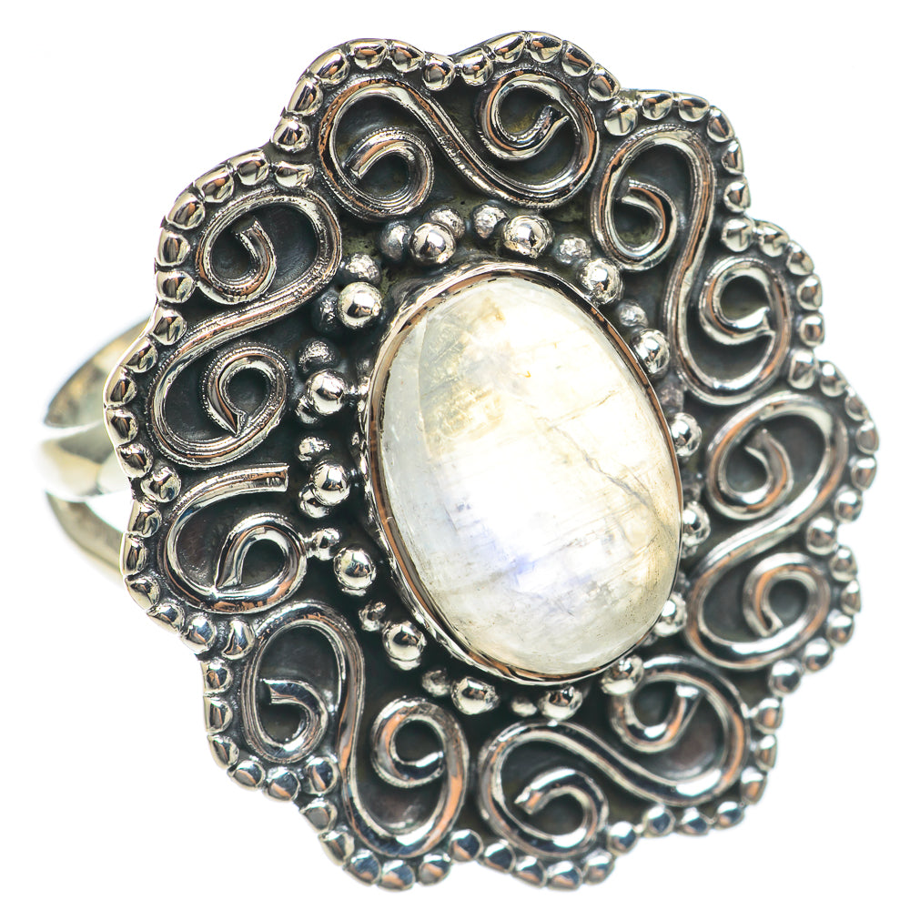 Rainbow Moonstone Rings handcrafted by Ana Silver Co - RING69635