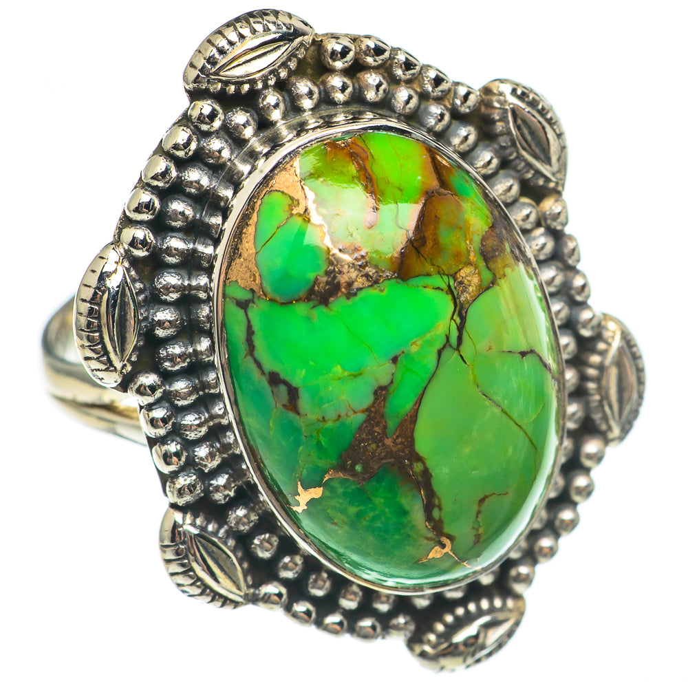 Green Copper Composite Turquoise Rings handcrafted by Ana Silver Co - RING69654