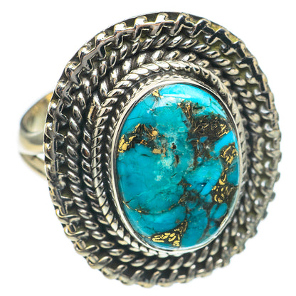 Blue Copper Composite Turquoise Rings handcrafted by Ana Silver Co - RING69692