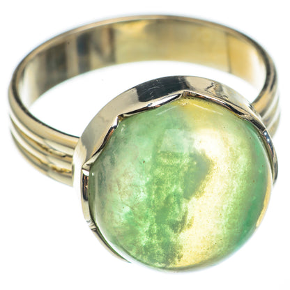 Green fluorite oval gemstone ring with polished silver bezel band