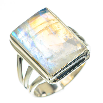Rainbow Moonstone Rings handcrafted by Ana Silver Co - RING69717