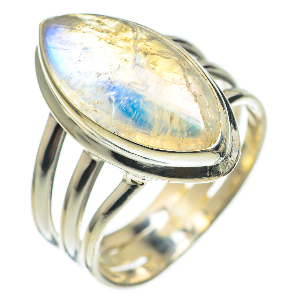 Rainbow Moonstone Rings handcrafted by Ana Silver Co - RING69755