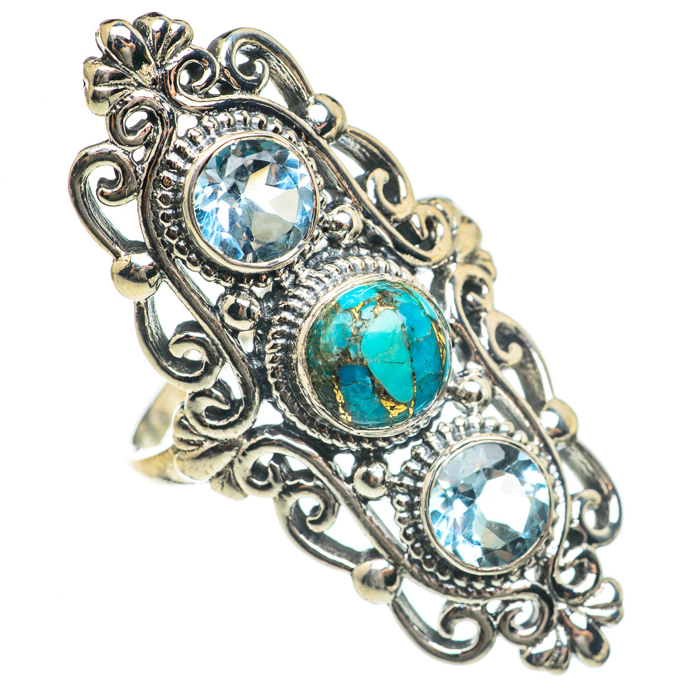 Blue Copper Composite Turquoise Rings handcrafted by Ana Silver Co - RING69812