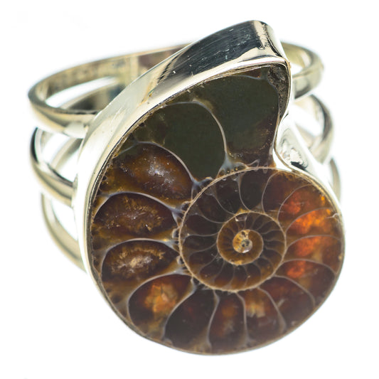 Ammonite Fossil Rings handcrafted by Ana Silver Co - RING69829