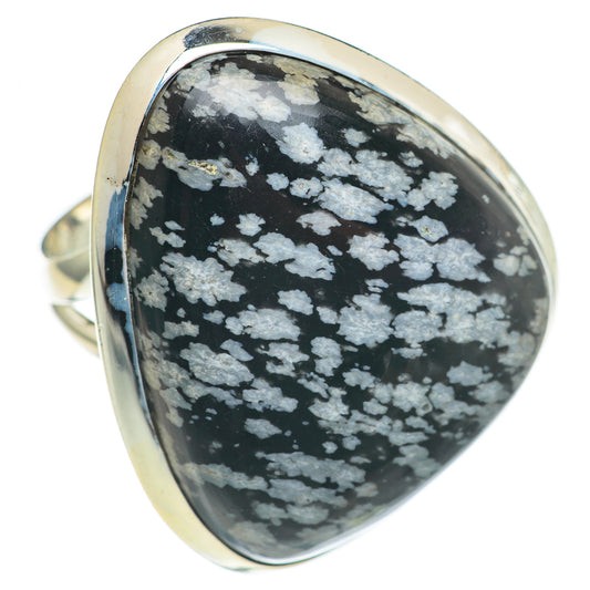 Snowflake Obsidian Rings handcrafted by Ana Silver Co - RING69841
