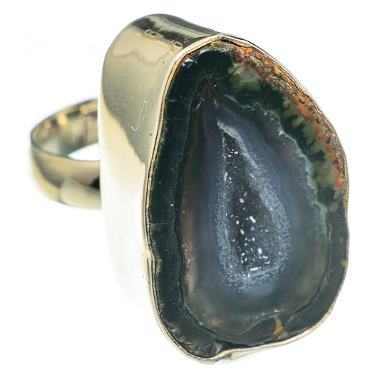 Black Geode Slice Rings handcrafted by Ana Silver Co - RING69845