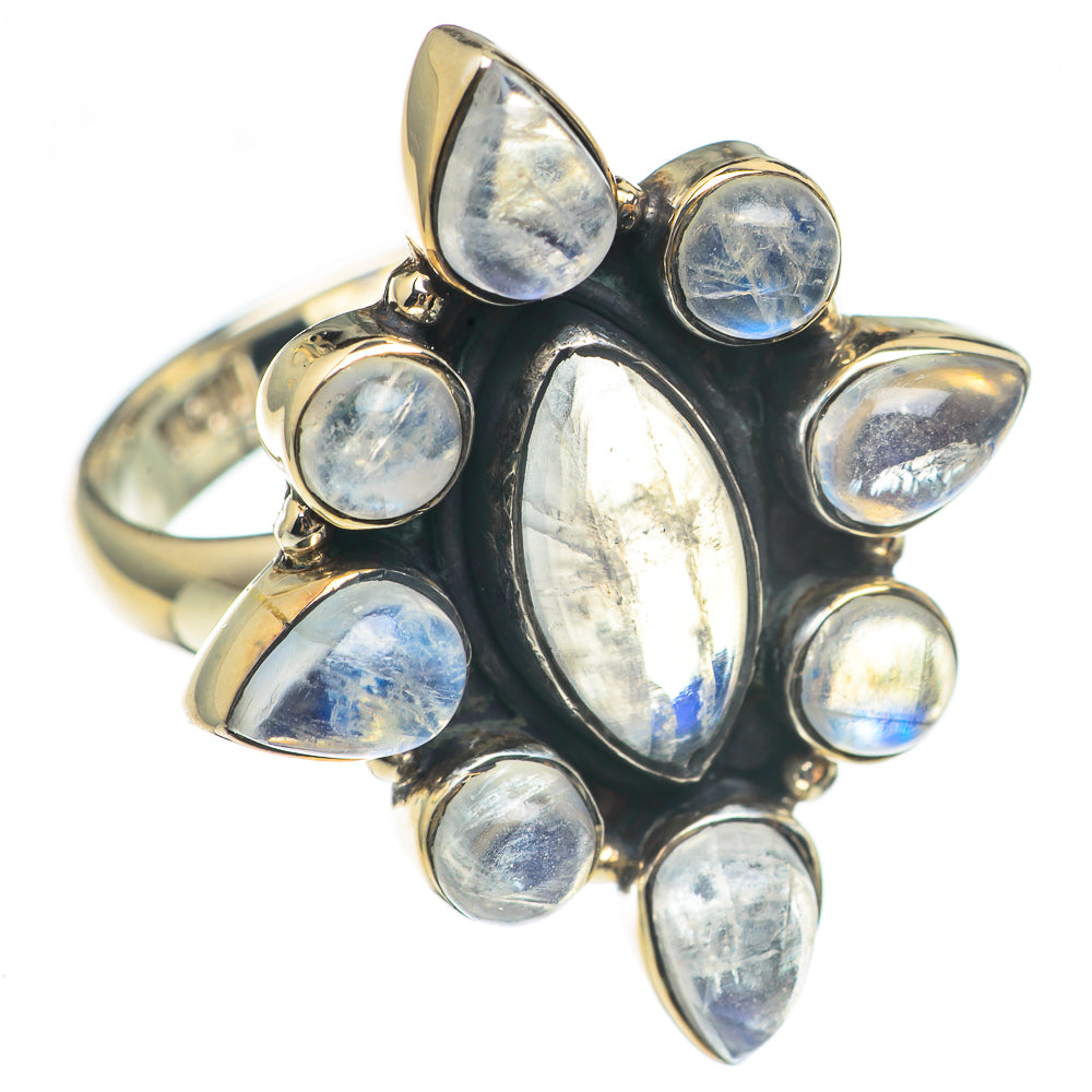 Rainbow Moonstone Rings handcrafted by Ana Silver Co - RING69882