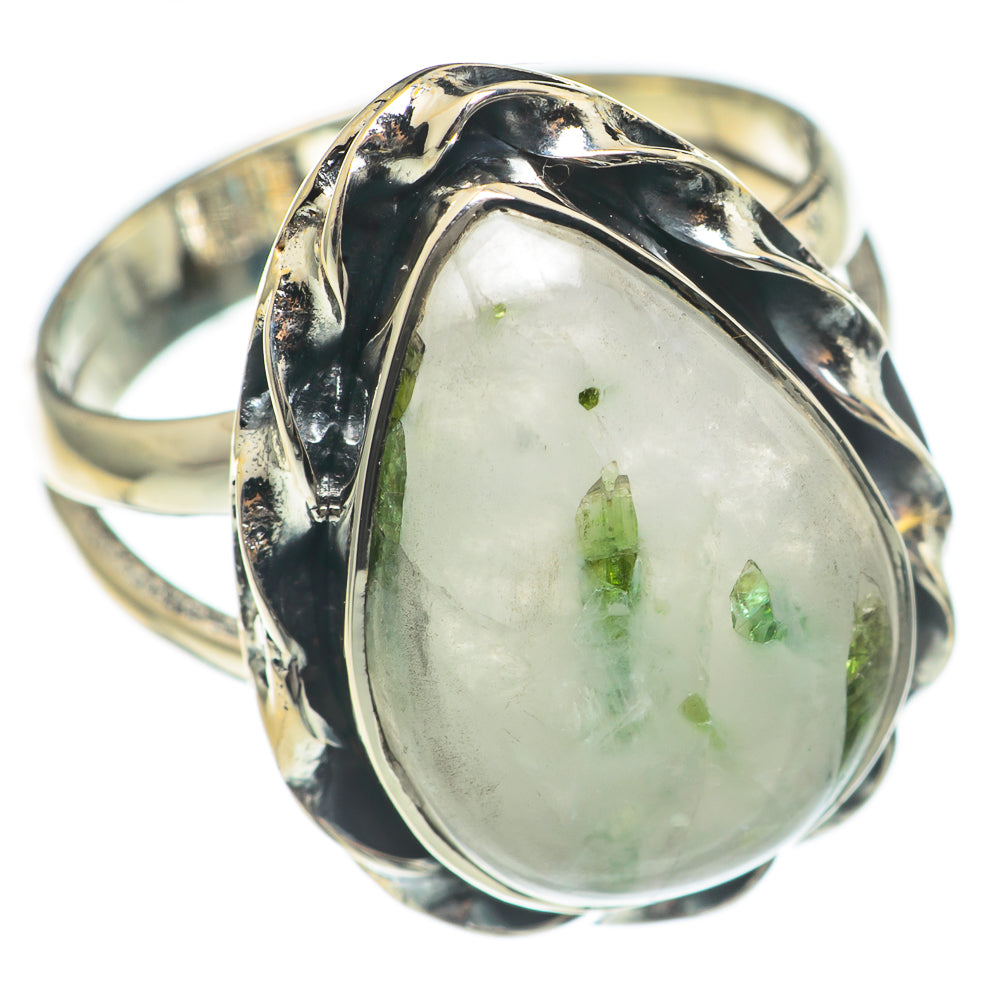 Green Tourmaline In Quartz Rings handcrafted by Ana Silver Co - RING69883