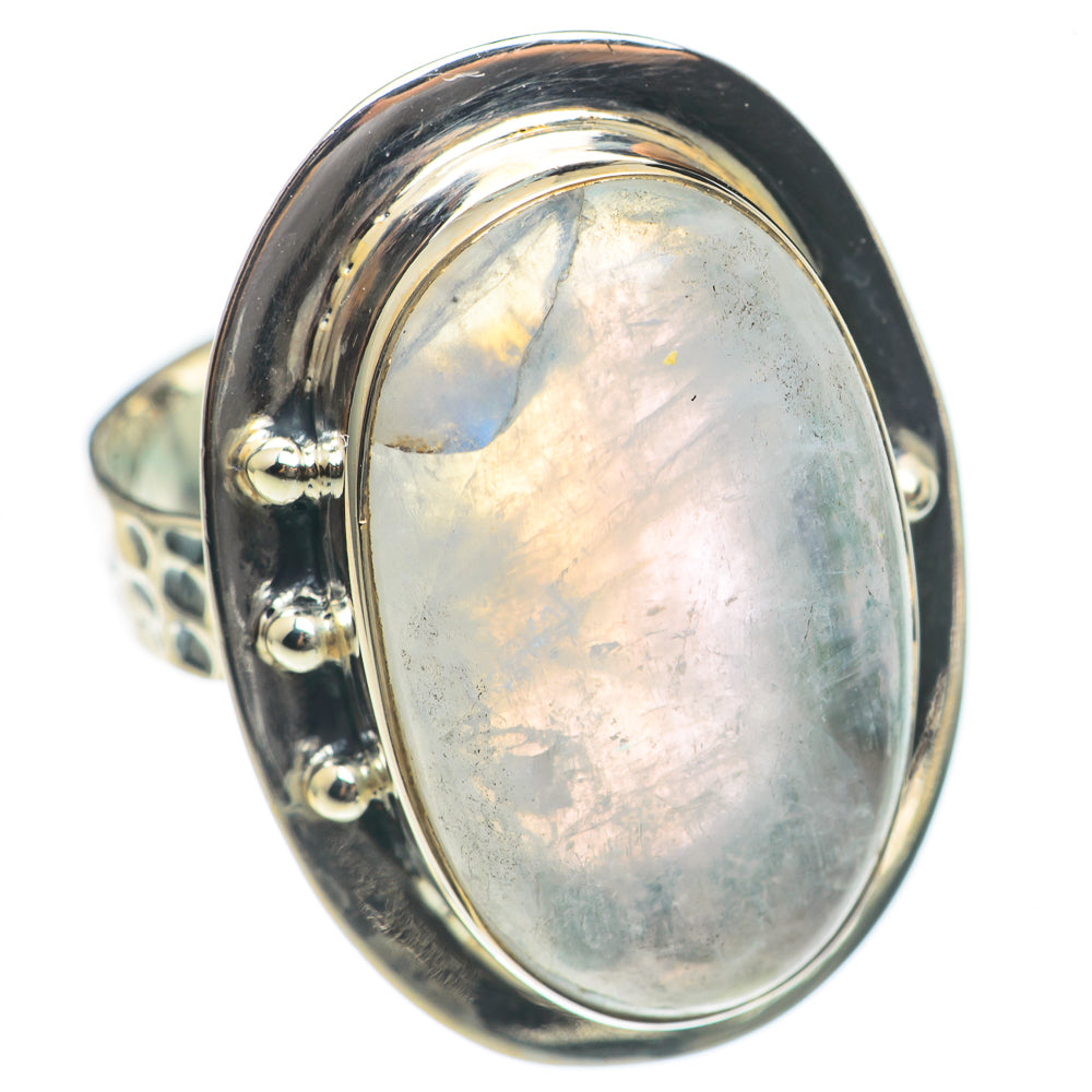 Rainbow Moonstone Rings handcrafted by Ana Silver Co - RING69944