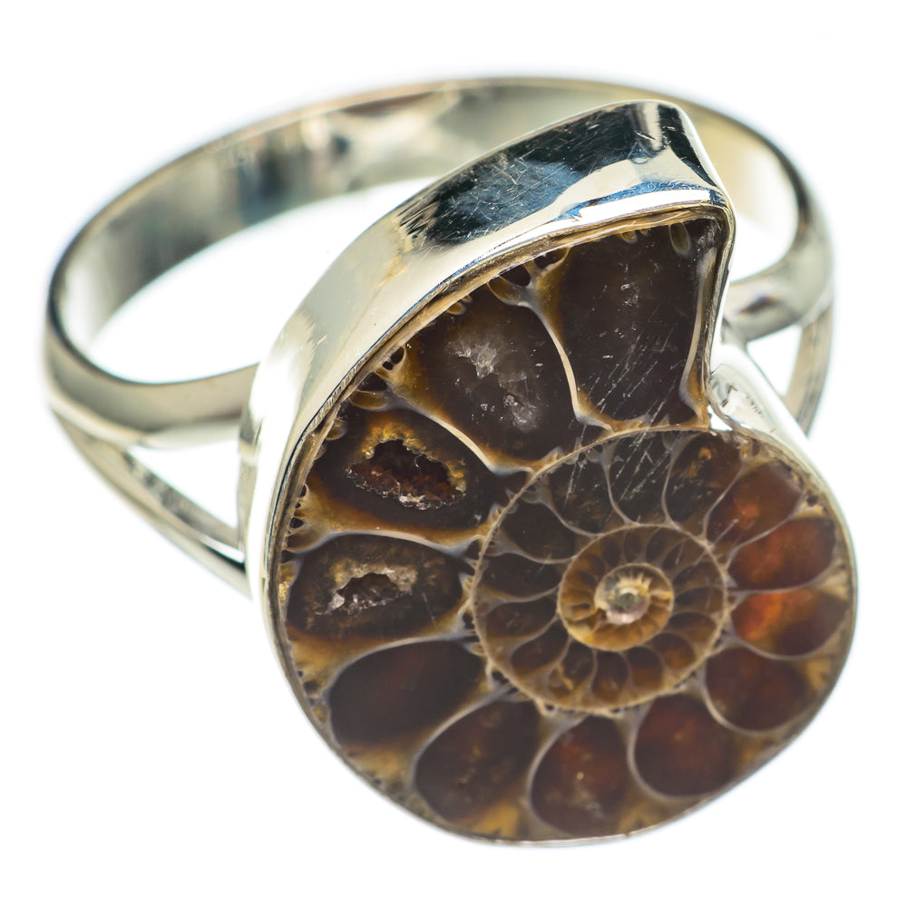 Ammonite Fossil Rings handcrafted by Ana Silver Co - RING69962