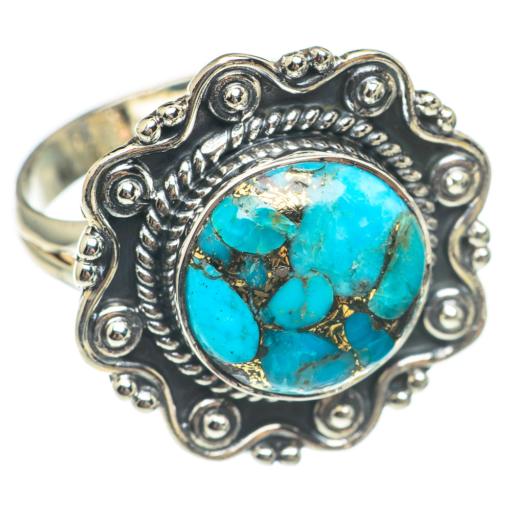 Blue Copper Composite Turquoise Rings handcrafted by Ana Silver Co - RING69986