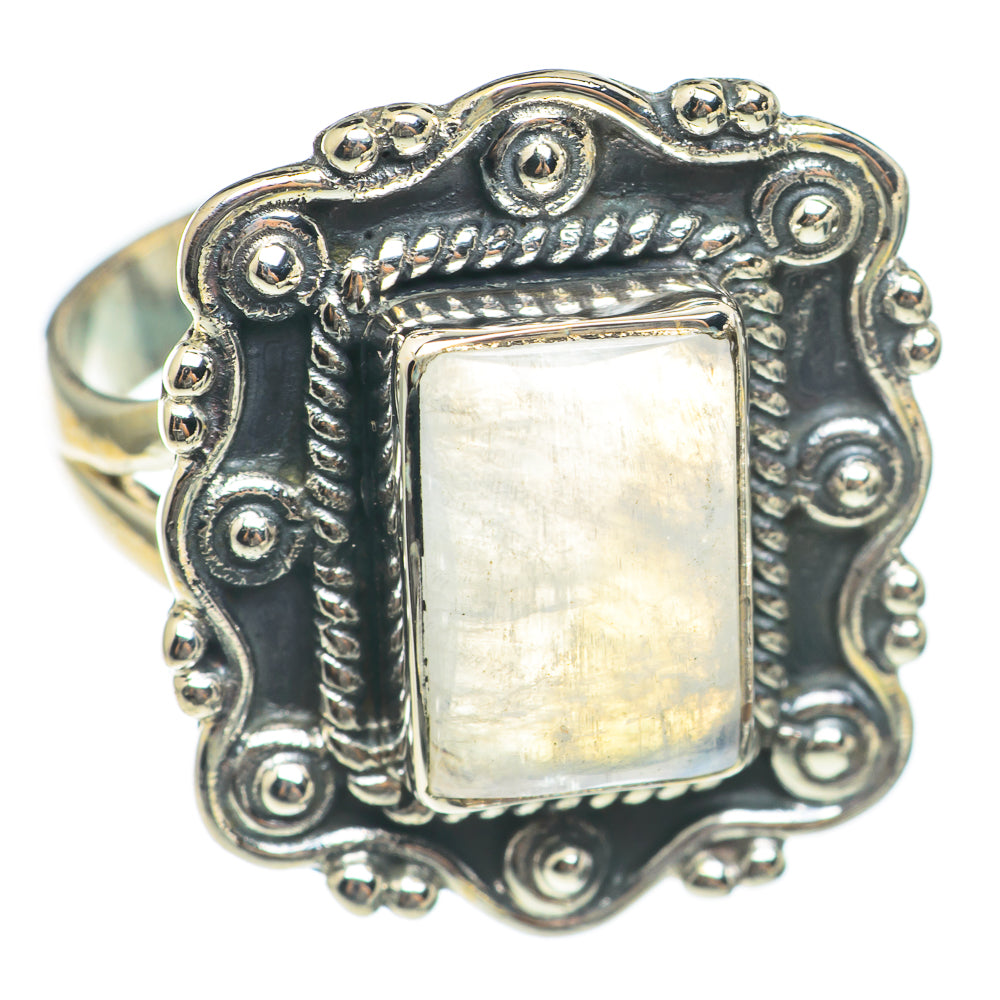 Rainbow Moonstone Rings handcrafted by Ana Silver Co - RING70047