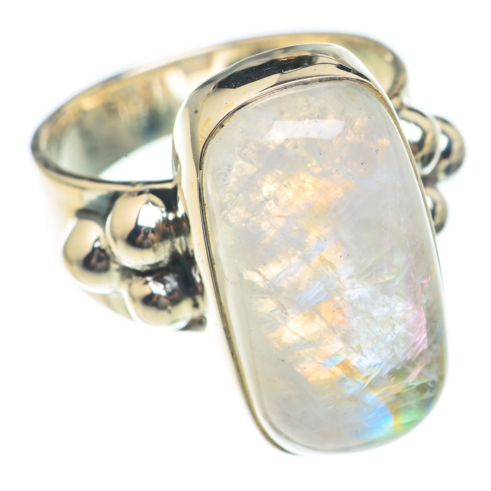Rainbow Moonstone Rings handcrafted by Ana Silver Co - RING70080