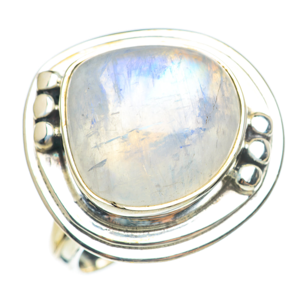 Rainbow Moonstone Rings handcrafted by Ana Silver Co - RING70112