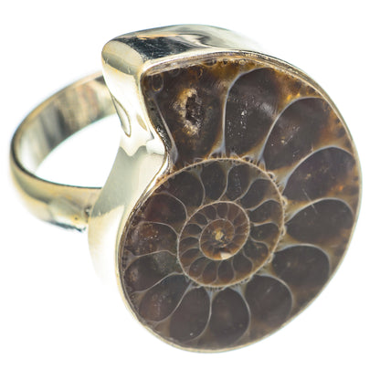 Ammonite Fossil Rings handcrafted by Ana Silver Co - RING70129
