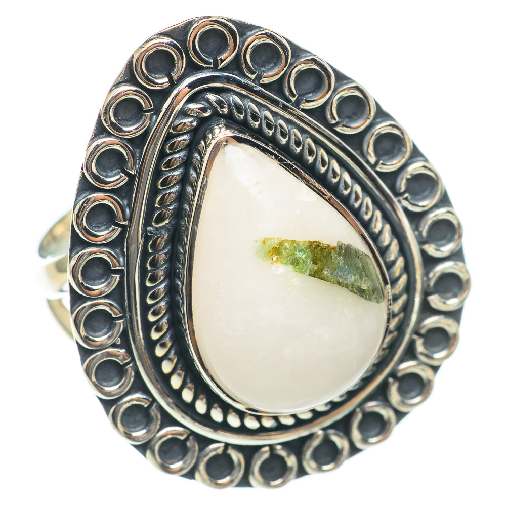 Green Tourmaline In Quartz Rings handcrafted by Ana Silver Co - RING70145