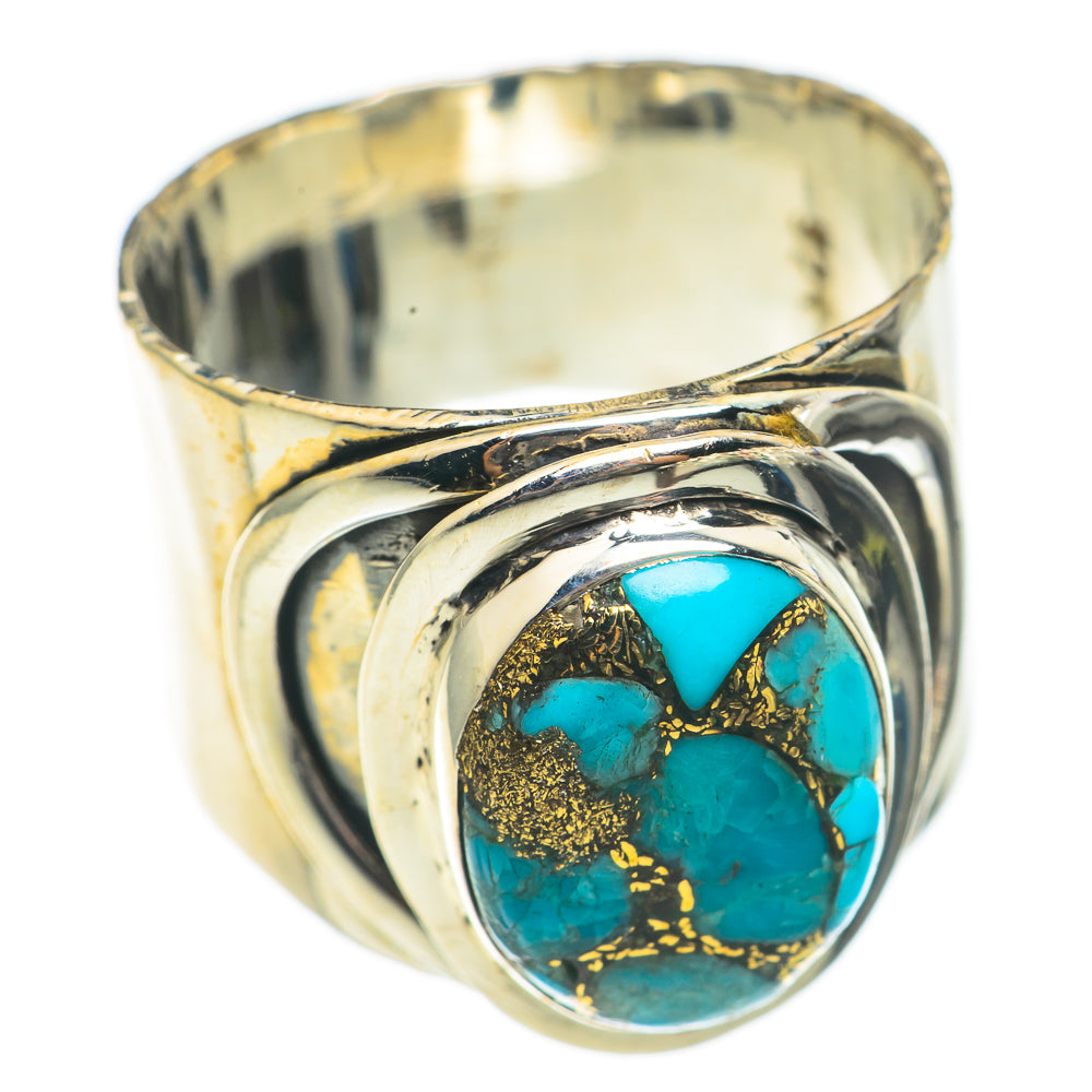 Blue Copper Composite Turquoise Rings handcrafted by Ana Silver Co - RING70189