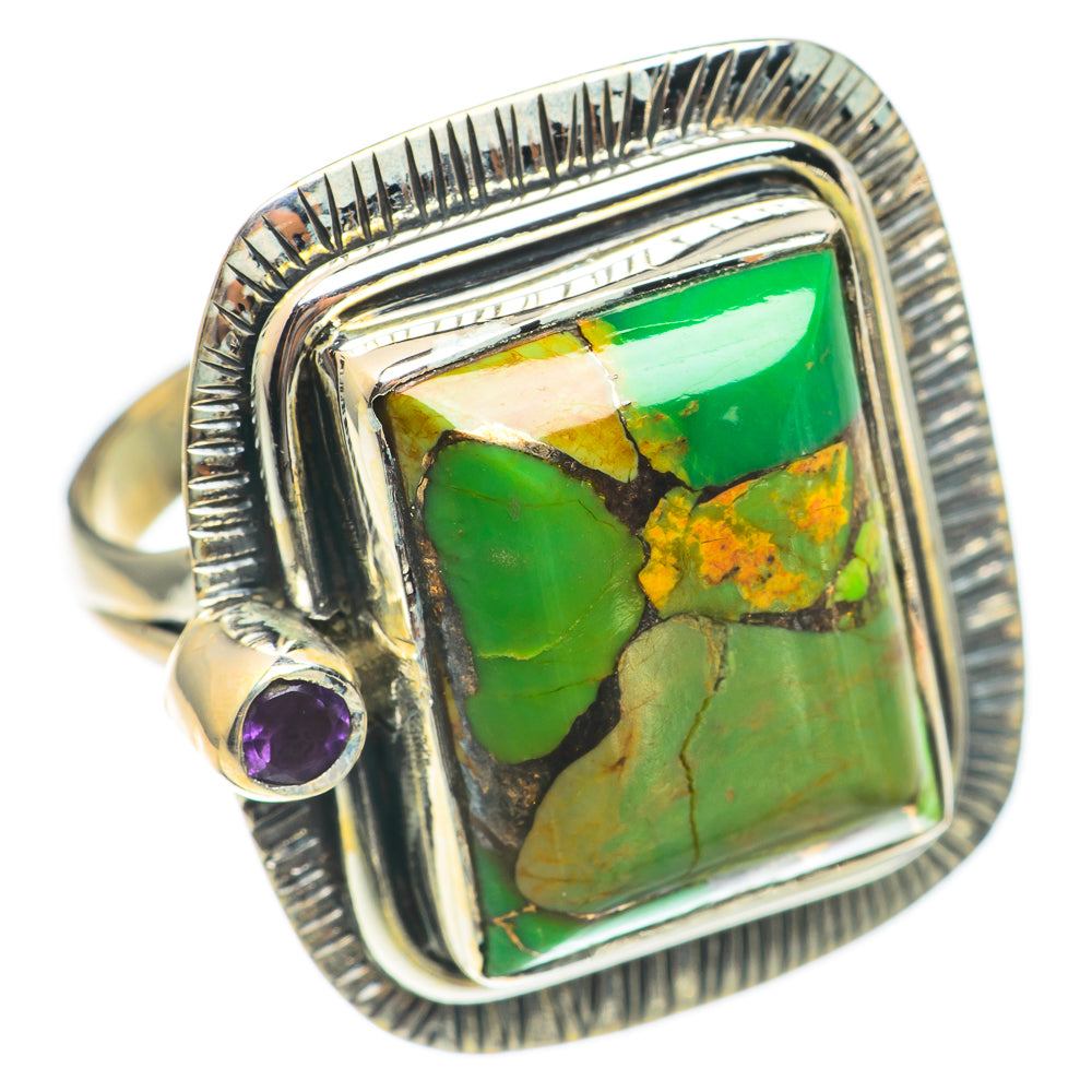 Green Copper Composite Turquoise Rings handcrafted by Ana Silver Co - RING70191
