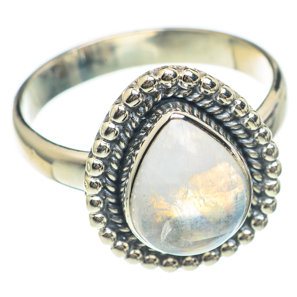 Rainbow Moonstone Rings handcrafted by Ana Silver Co - RING70210