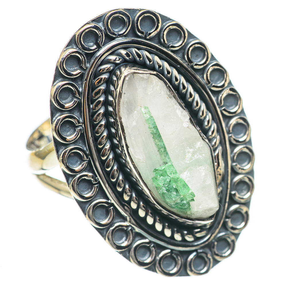 Green Tourmaline In Quartz Rings handcrafted by Ana Silver Co - RING70211