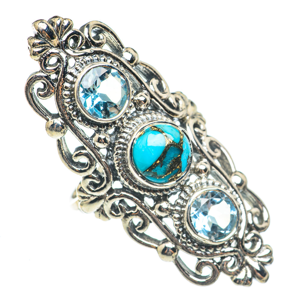 Blue Copper Composite Turquoise Rings handcrafted by Ana Silver Co - RING70218