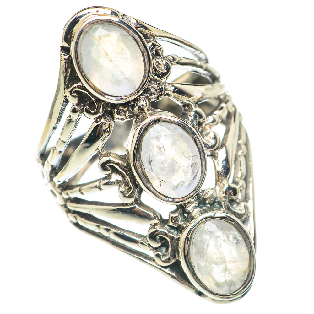 Rainbow Moonstone Rings handcrafted by Ana Silver Co - RING70249