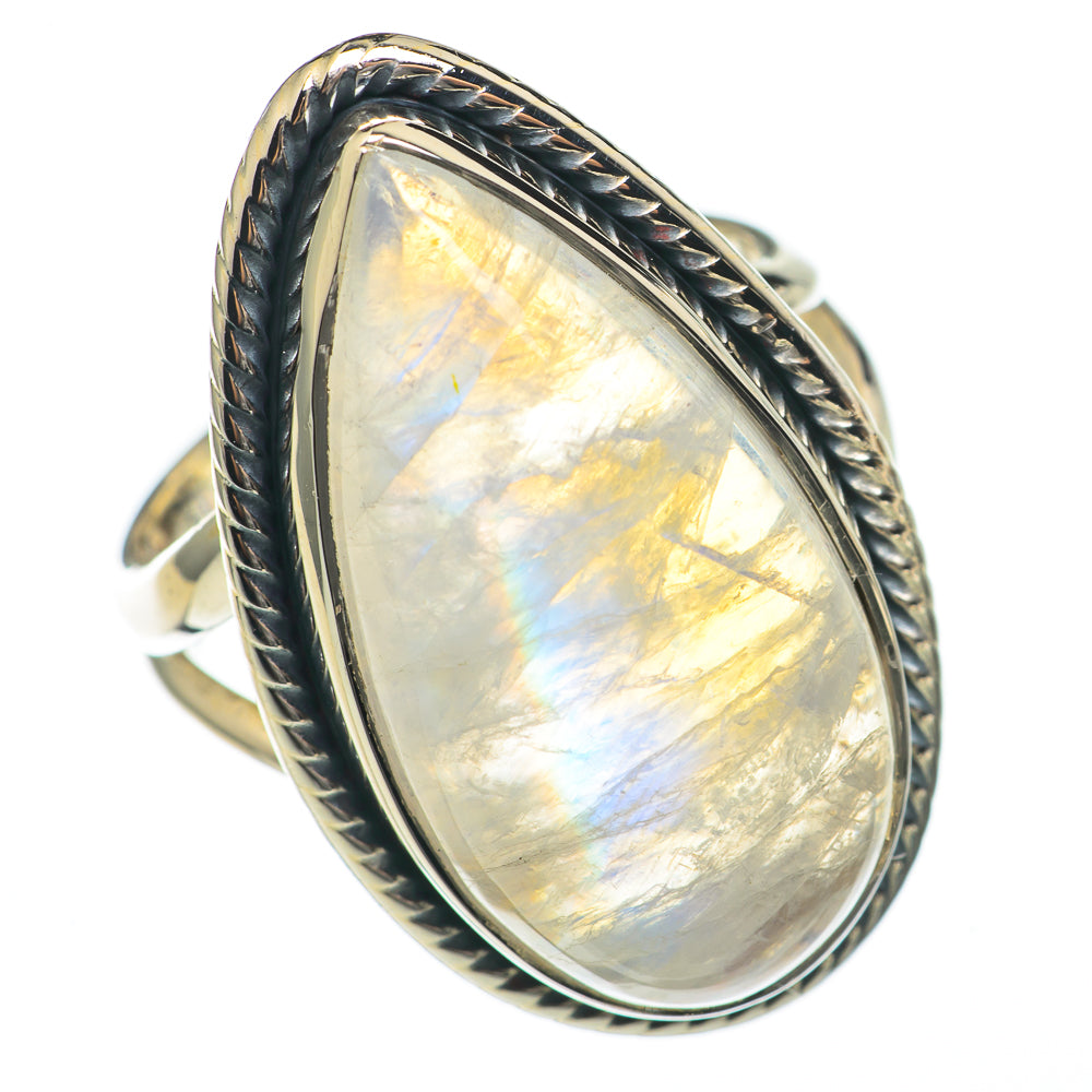 Rainbow Moonstone Rings handcrafted by Ana Silver Co - RING70250