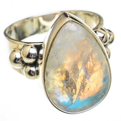 Rainbow Moonstone Rings handcrafted by Ana Silver Co - RING70298