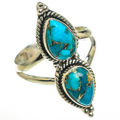 Blue Copper Composite Turquoise Rings handcrafted by Ana Silver Co - RING70310