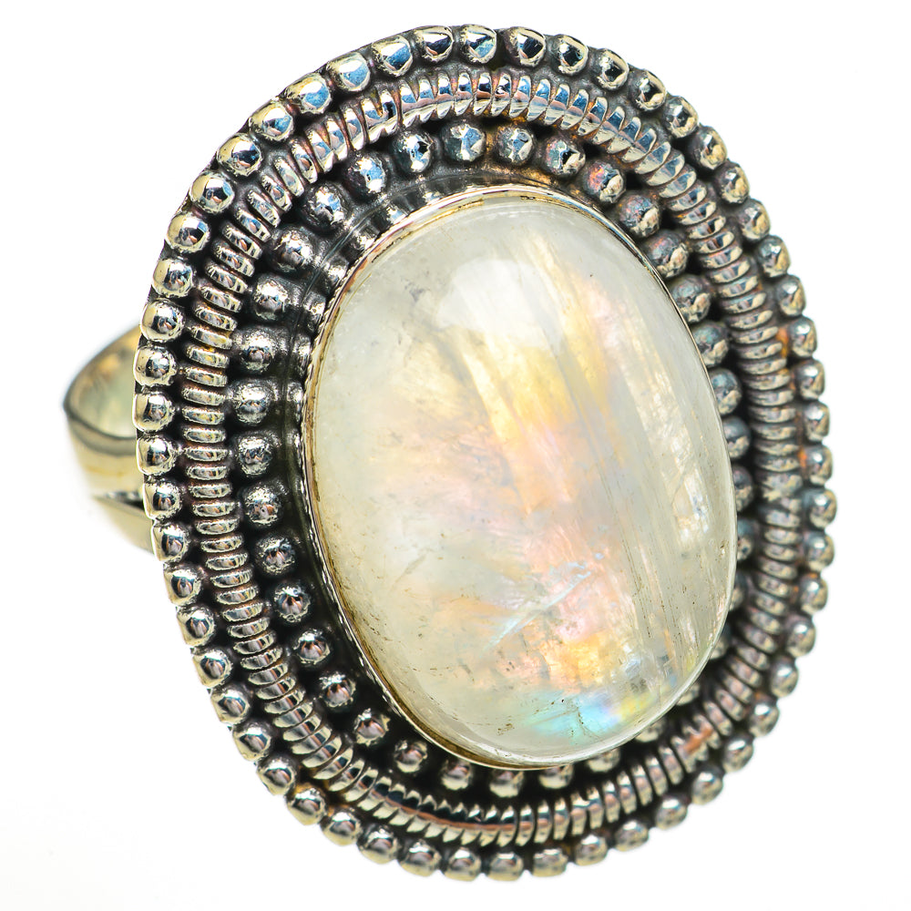Rainbow Moonstone Rings handcrafted by Ana Silver Co - RING70337
