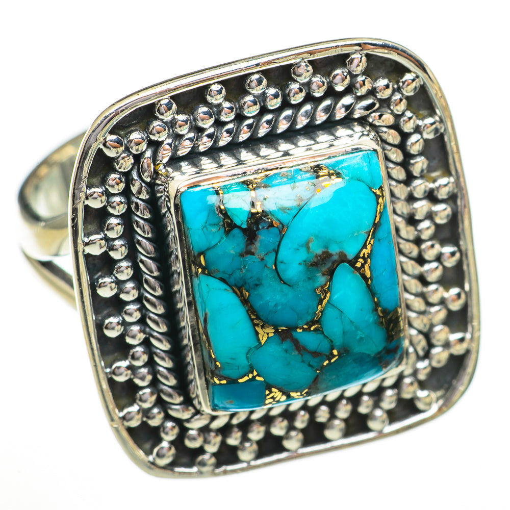 Blue Copper Composite Turquoise Rings handcrafted by Ana Silver Co - RING70415