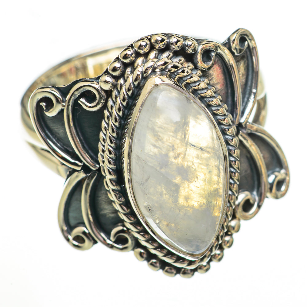 Rainbow Moonstone Rings handcrafted by Ana Silver Co - RING70441