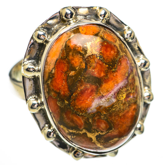 Orange Copper Composite Turquoise Rings handcrafted by Ana Silver Co - RING70497