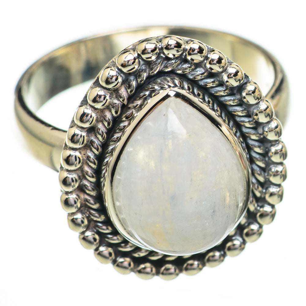 Rainbow Moonstone Rings handcrafted by Ana Silver Co - RING70511