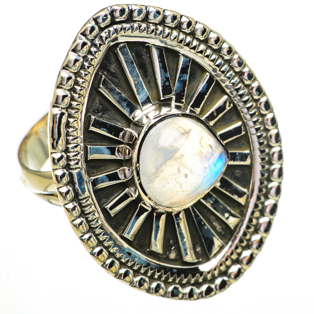 Rainbow Moonstone Rings handcrafted by Ana Silver Co - RING70549
