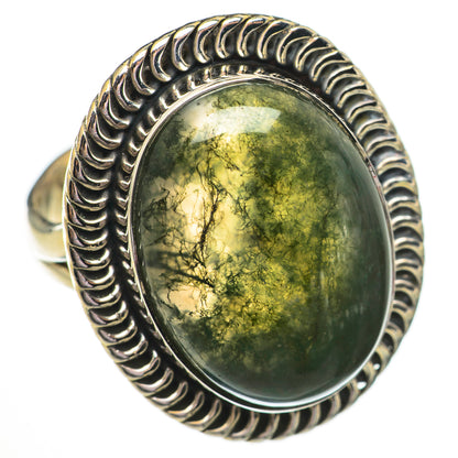 Green Moss Agate Rings handcrafted by Ana Silver Co - RING70656