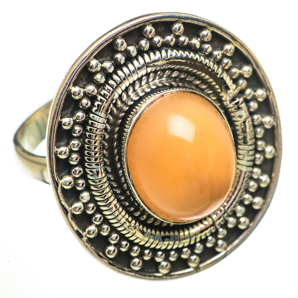Peach Moonstone Rings handcrafted by Ana Silver Co - RING70666