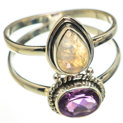 Rainbow Moonstone Rings handcrafted by Ana Silver Co - RING70673