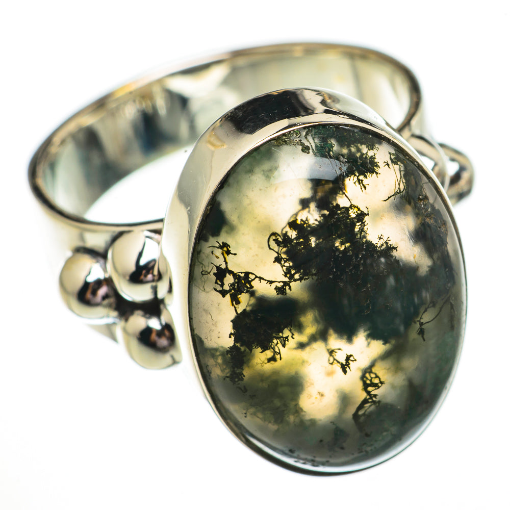 Green Moss Agate Rings handcrafted by Ana Silver Co - RING70693