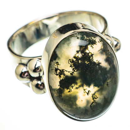 Green Moss Agate Rings handcrafted by Ana Silver Co - RING70693