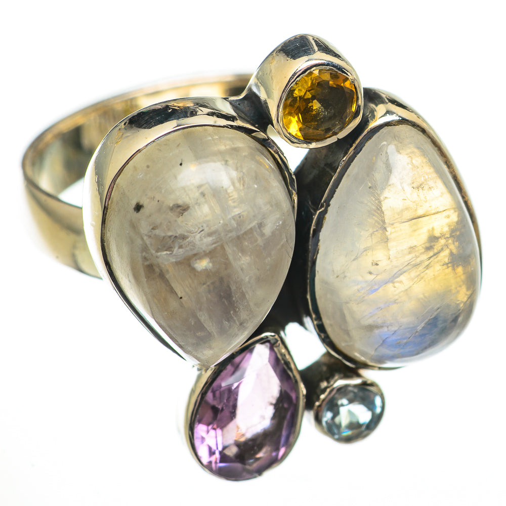 Rainbow Moonstone Rings handcrafted by Ana Silver Co - RING70752