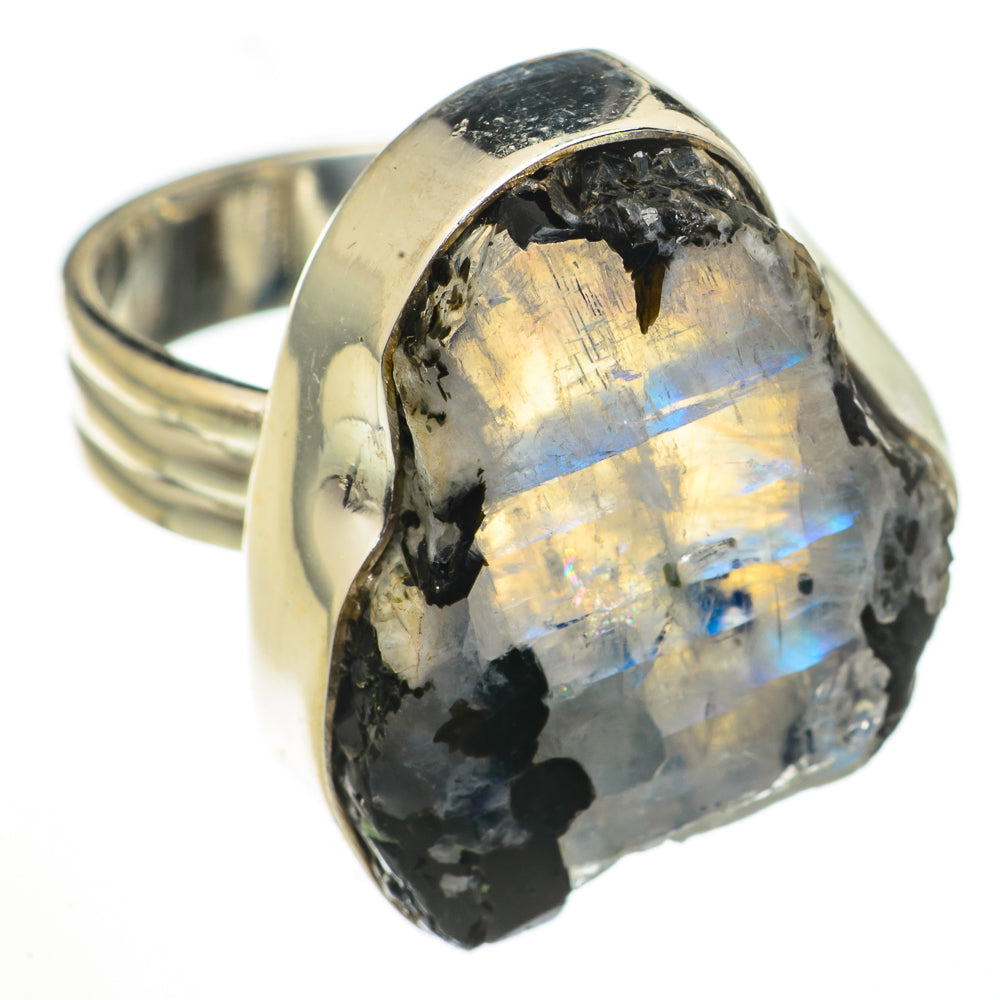 Rainbow Moonstone Rings handcrafted by Ana Silver Co - RING70754