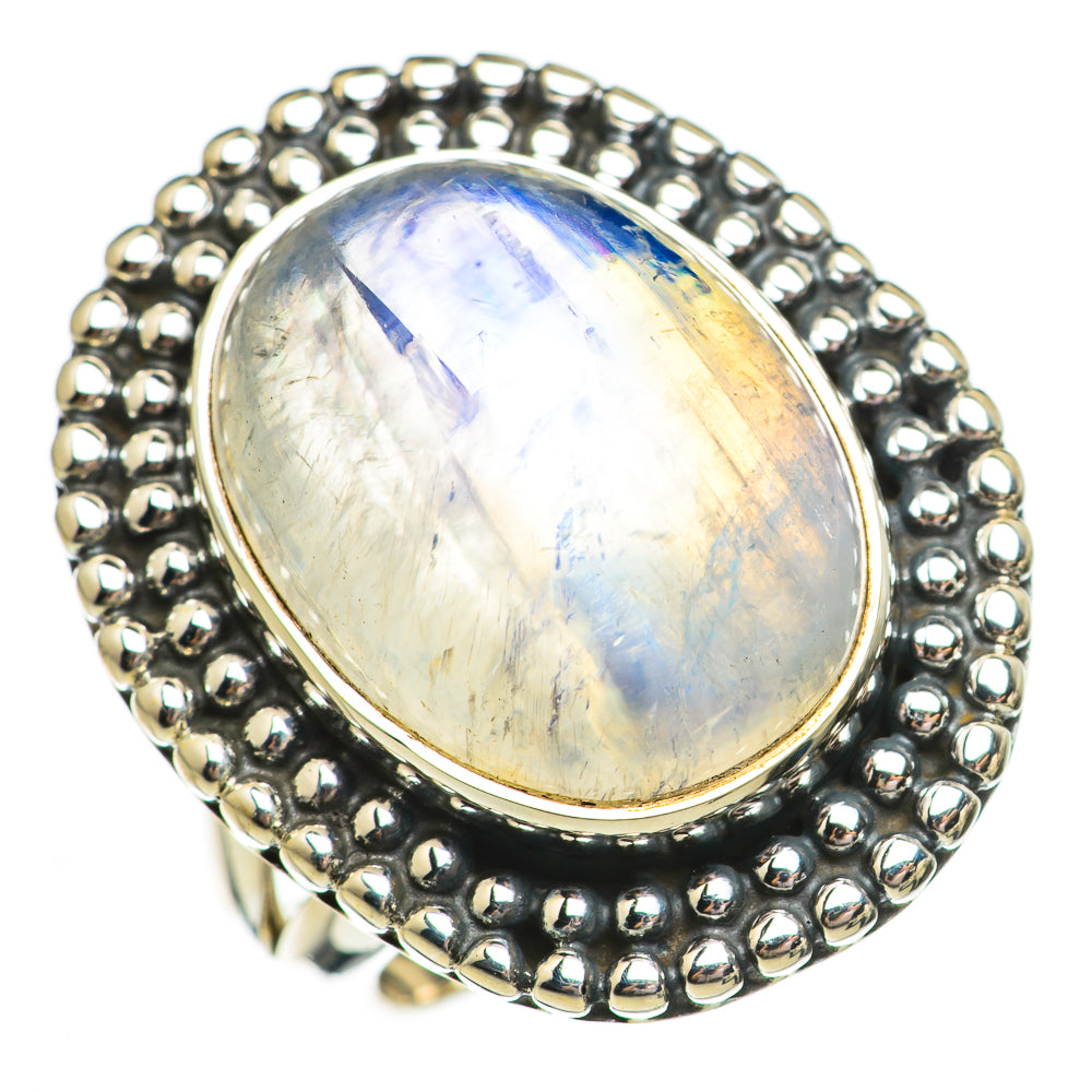 Rainbow Moonstone Rings handcrafted by Ana Silver Co - RING70790