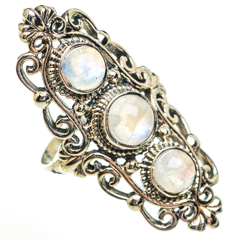 Rainbow Moonstone Rings handcrafted by Ana Silver Co - RING70843