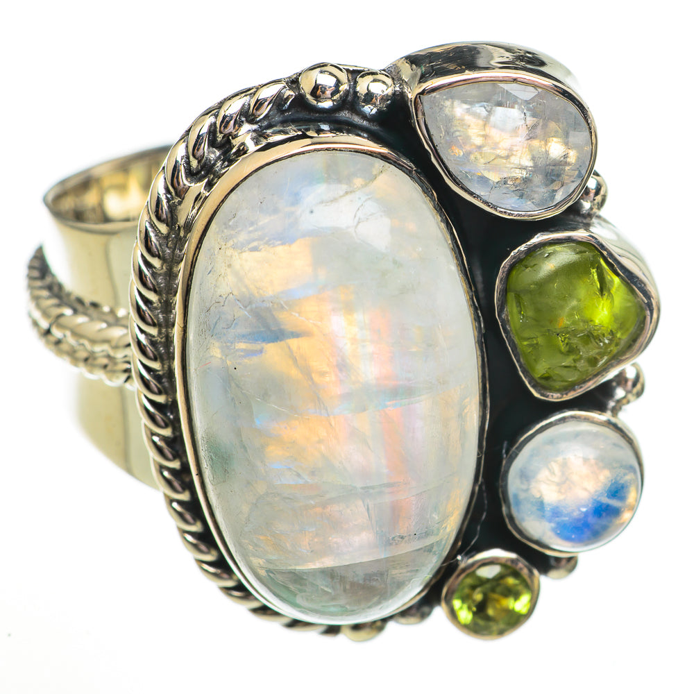Rainbow Moonstone Rings handcrafted by Ana Silver Co - RING70844