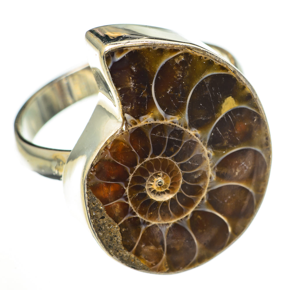 Ammonite Fossil Rings handcrafted by Ana Silver Co - RING70869