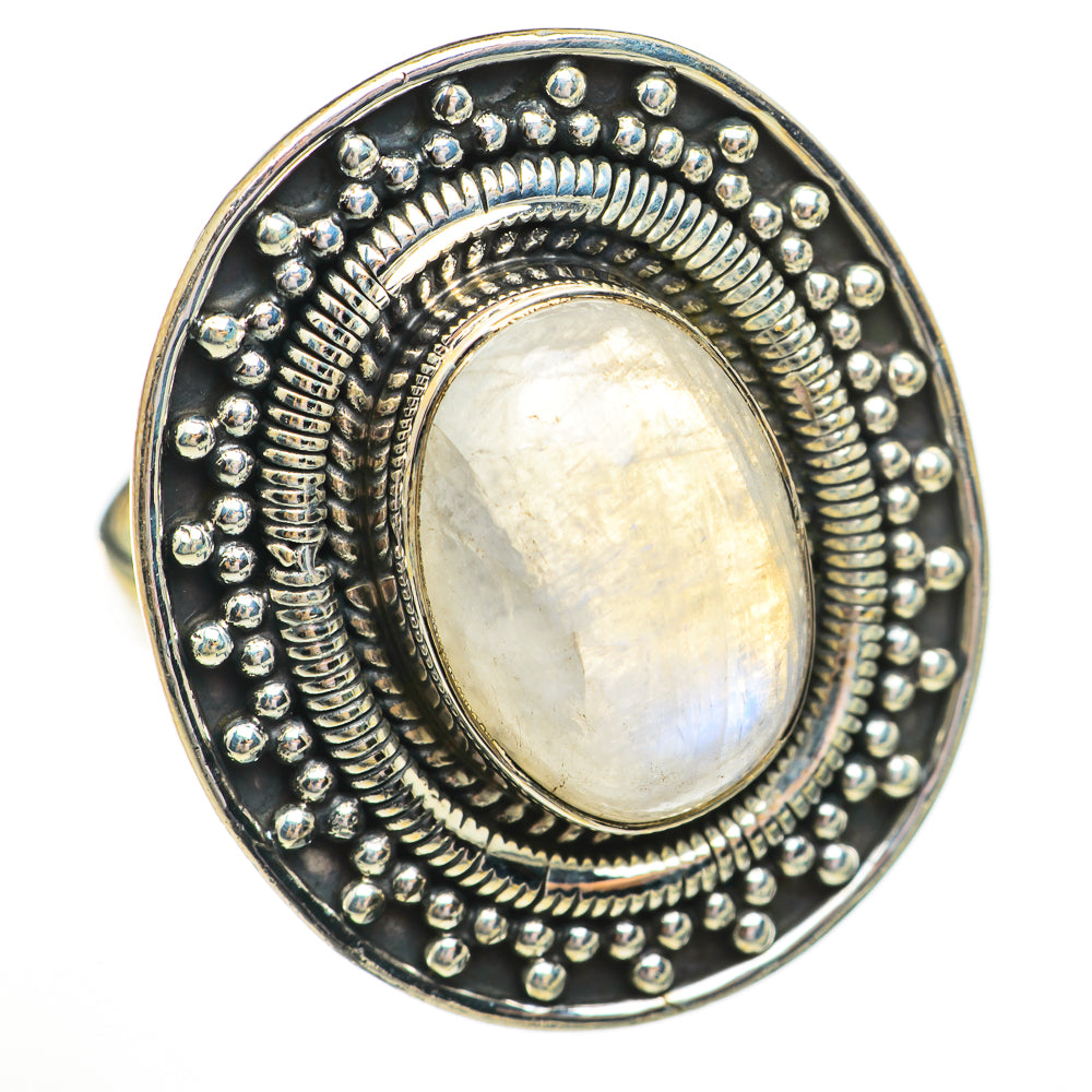 Rainbow Moonstone Rings handcrafted by Ana Silver Co - RING70881