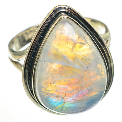 Rainbow Moonstone Rings handcrafted by Ana Silver Co - RING70918